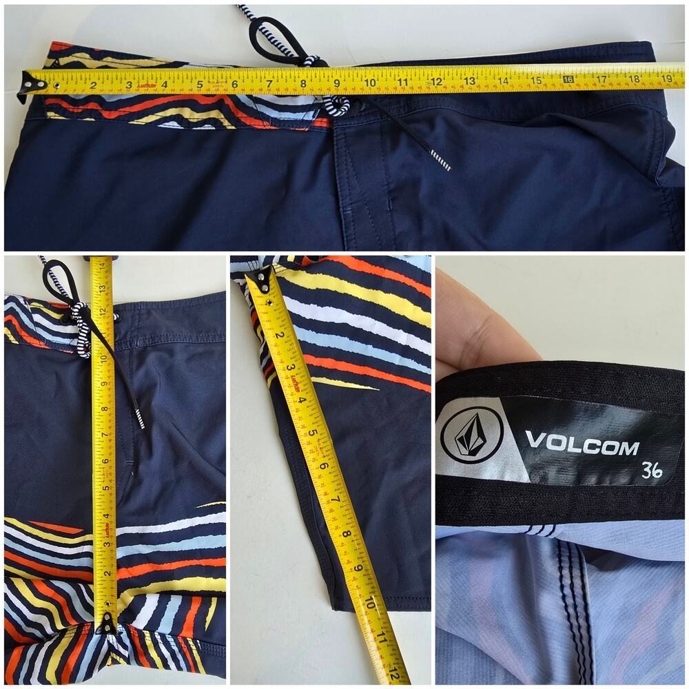 Volcom Mod-Tech Board Shorts Size 36 Navy Blue St… - image 6